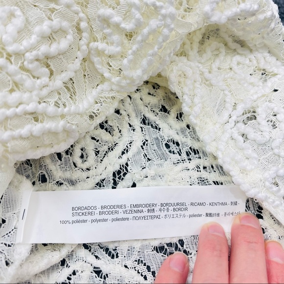 ZARA Back Zip Brocade Lace Crop Top Size S In Ivory NWT - Picture 11 of 12